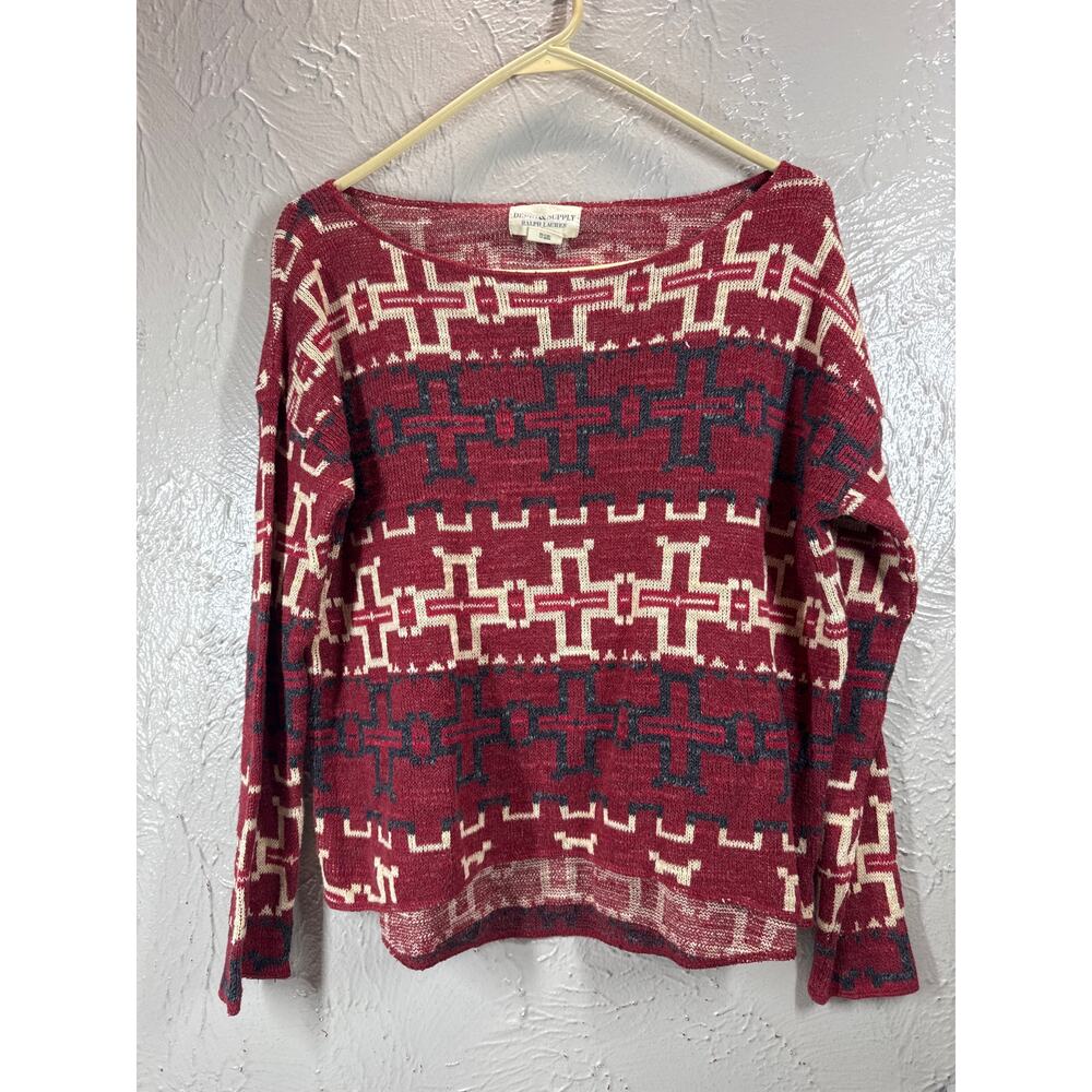 Denim & Supply Ralph Lauren Multicolor Aztec Knit Long Sleeve Sweater Size Small
